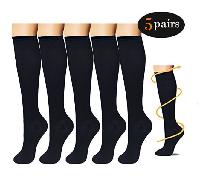 5 Pairs of L/XL Black Compression Socks for $7.99