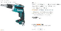 Makita Brushless Drywall Gun $75