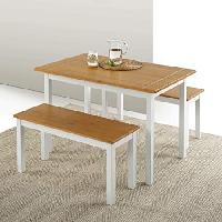 Zinus Becky Farmhouse Dining Table w/ 2 Benches $1