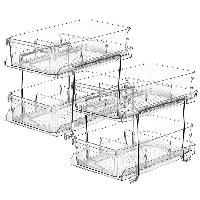 (2-Pack) 2-Tier Clear Storage Organizer Drawers w/