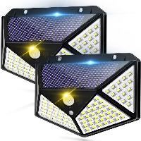 2-Pack Solar Motion Sensor Lights w/100 LEDs IP65 