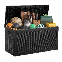 EasyUp 100 Gal. Black Wicker Resin Outdoor Deck Bo