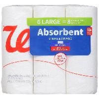 6 Large Rolls Walgreens Absorbent Paper Towels ( =
