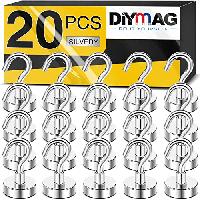 $7.62: DIYMAG Magnetic Hooks, 25lbs+ (Sliver, pack