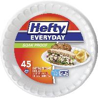 45-Count Hefty Everyday 9″ Foam Plates (Whit