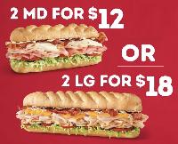 Firehouse Subs: 2 Medium Subs for $12 or 2 Large S