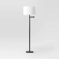 63″ Threshold Metal Swing Arm Floor Lamp (Bl