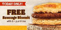 Burger King FREE Sausage Biscuit with $1+ purchase