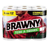 6-Count Double Rolls Brawny Tear-A-Square Paper To