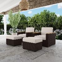 4-Piece Homestyles Palm Springs Outdoor Rattan Arm