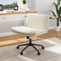 Cross Legged Wide Armless Office Desk Chair w/ Whe