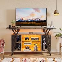 Bestier TV Stand w/ Power Outlets & RGB LED Li