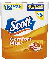 12-Count Scott ComfortPlus Toilet Paper 1-Ply Fami