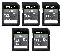 $15: 5-Pack 32-GB PNY Elite Class 10 U1 V10 SDHC F
